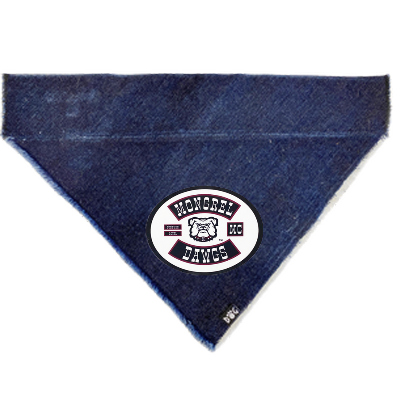 Mongrel Dawgs MC Logo (White) Denim Bandanna