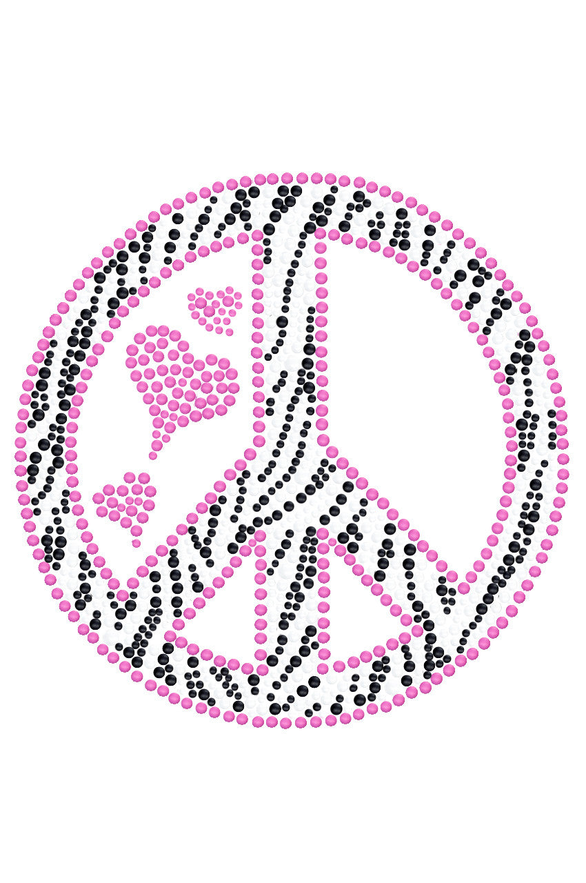 Peace Sign (Pink & Zebra Print) - Womens T-shirt