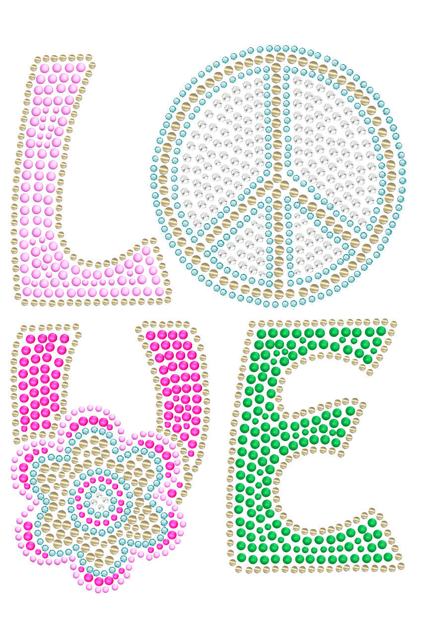 Love with Peace Sign & Flower - Womens T-shirt