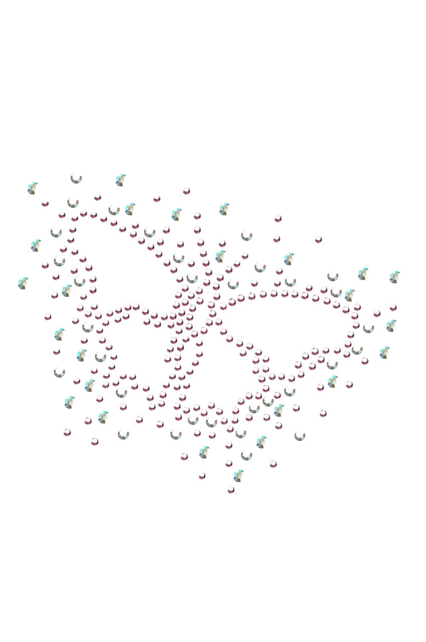 Pink Austrian crystal AB Butterfly - Womens T-shirt