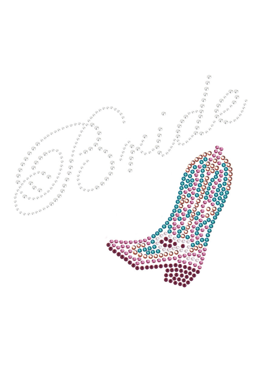 Bride with Pink/Turquoise Cowboy Boot- Womens T-shirt