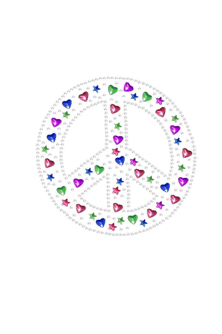 Peace Sign with Stars & Hearts - Womens T-shirt