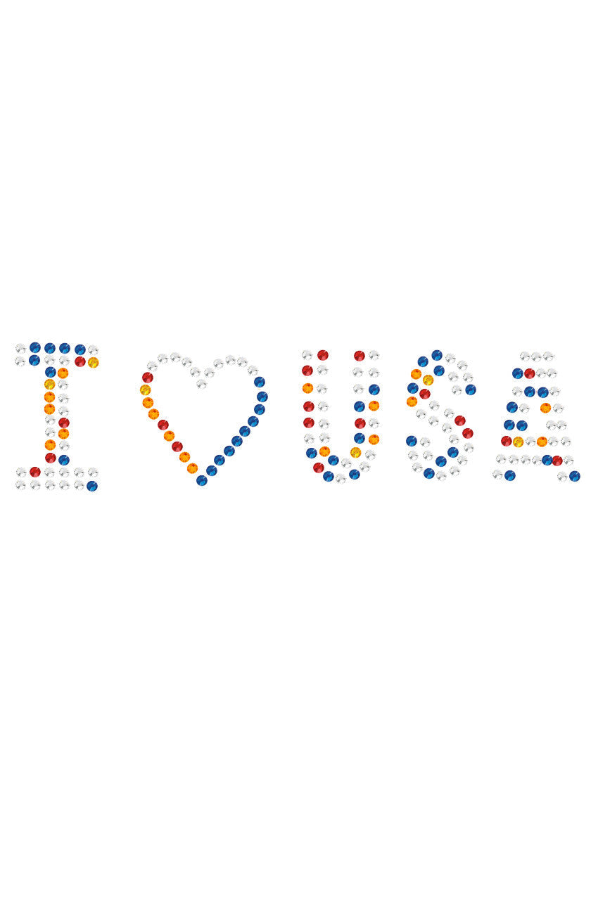 I Love USA (Multicolor Rhinestones) - Womens T-shirt