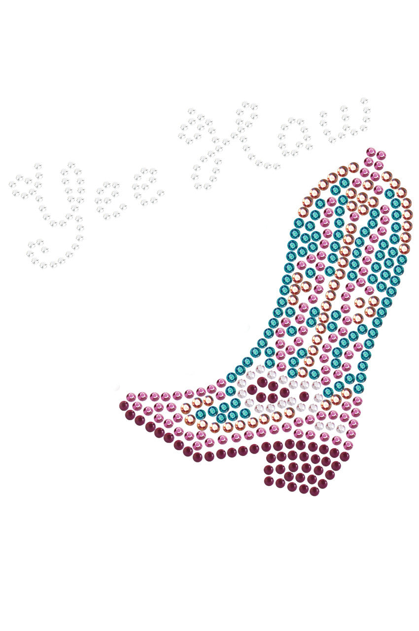 Boot (Pink & Turquoise) with Yee Haw - Womens T-shirt