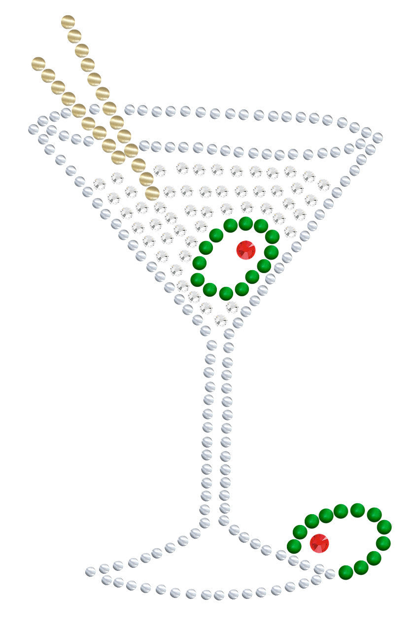 Martini (Silver Rhinestone)- Womens T-shirt