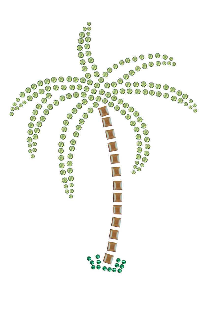 Palm Tree (Green Rhinestones) - Womens T-shirt