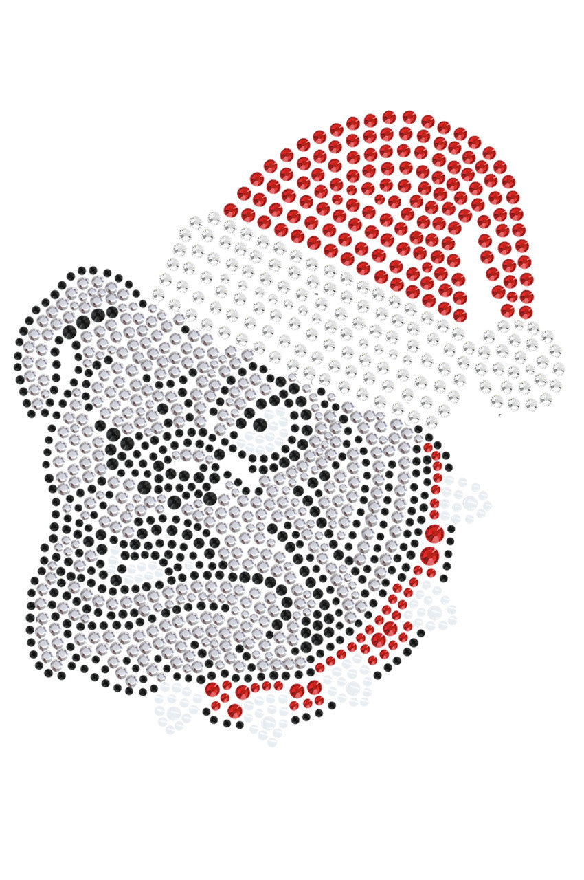 Bulldog Face (White) with Santa Hat - Womens T-shirt