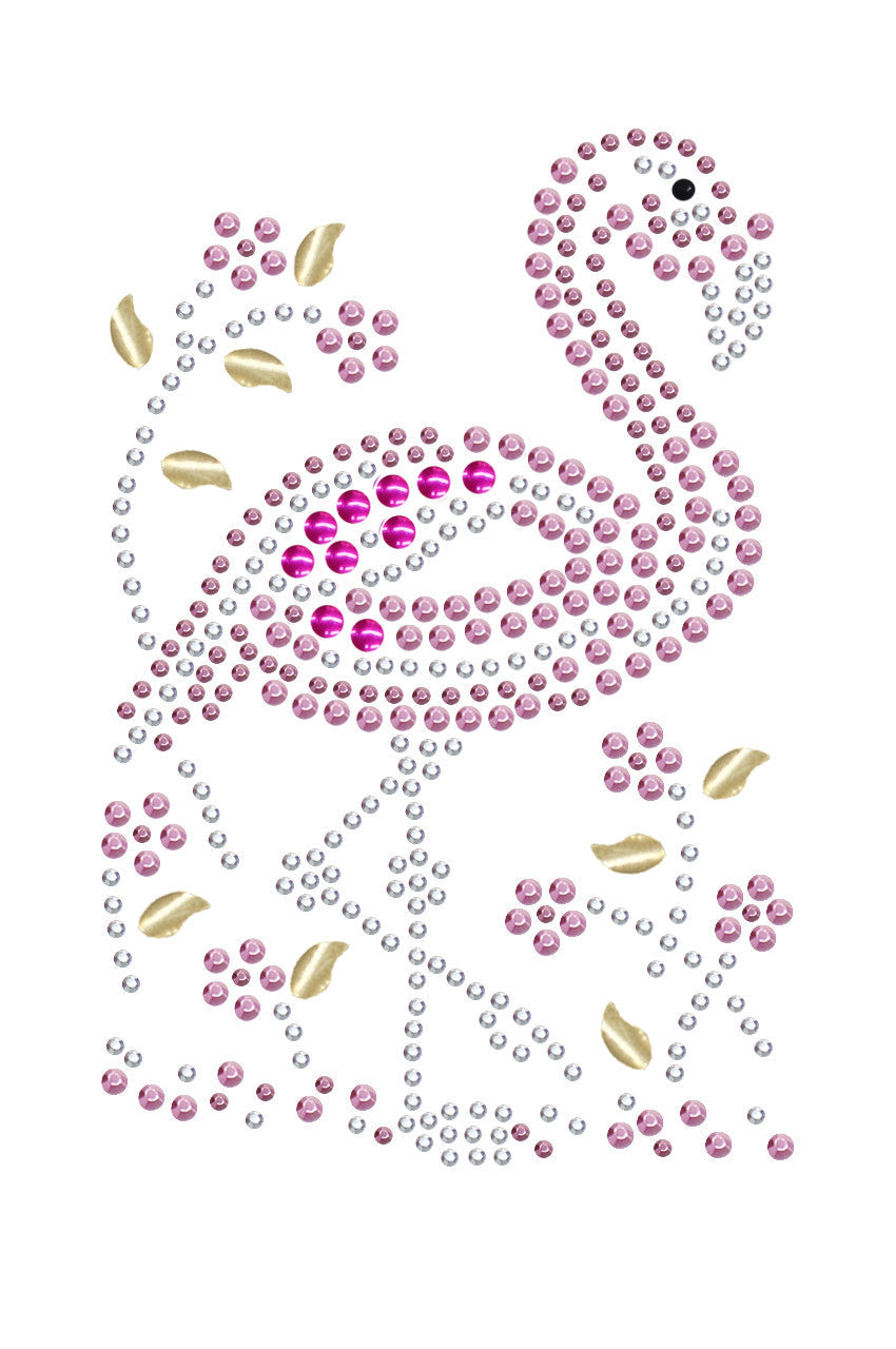 Pink Flamingo with Nailhead Flowers - Womens T-shirt
