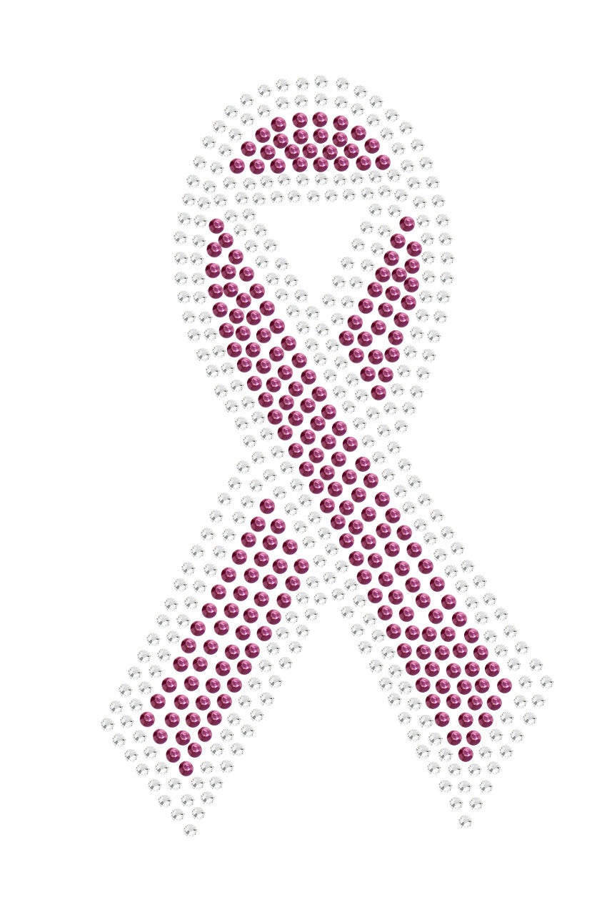 Ribbon (Pink with Clear Rhinestones) - Womens T-shirt