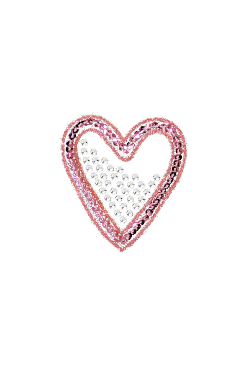 Pink Sequin & Rhinestone Heart - Womens T-shirt