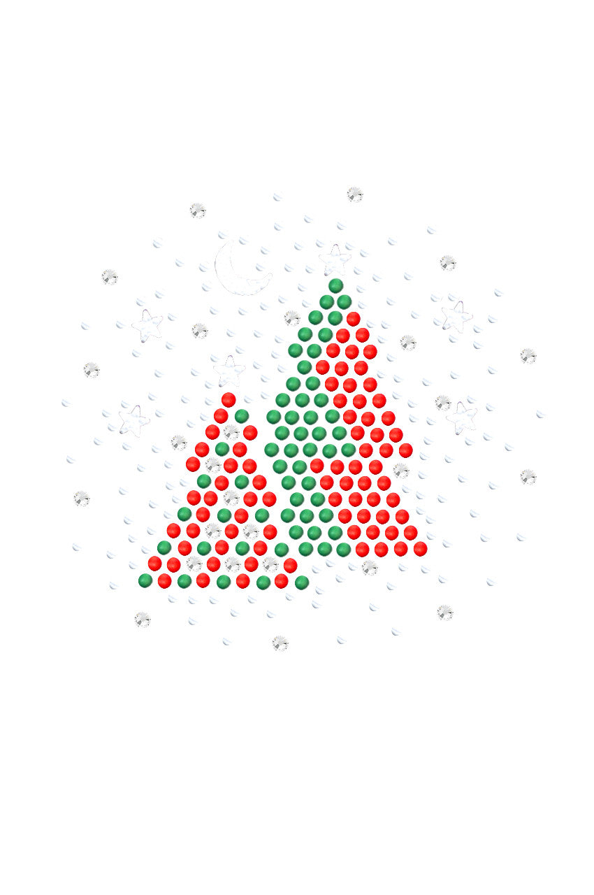 Red & Green Christmas Trees with Austrian crystal Snowflakes - Womens T-shirt