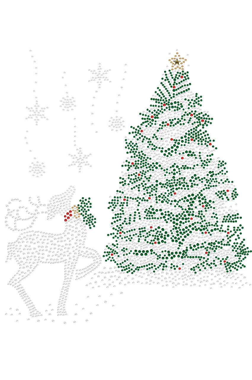 Christmas Tree with Reindeer - Womens Tee