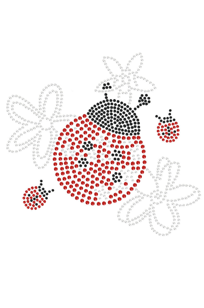 Large Lady Bug with Flowers - Womens T-shirt
