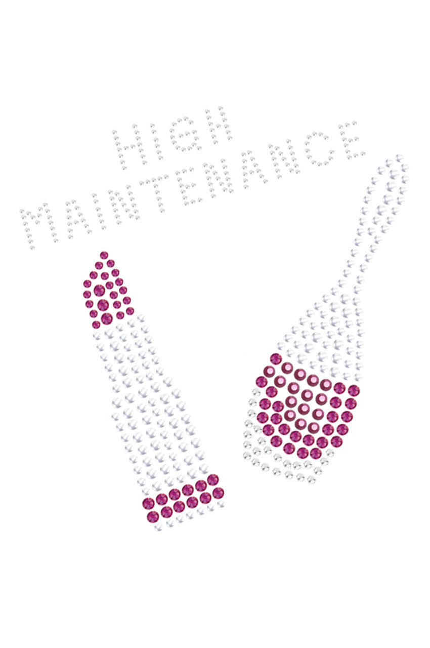 High Maintenance with Austrian crystal Nail Polish & Lipstick - Womens T-shirt