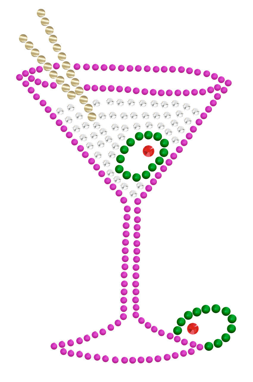 Martini (Fuchsia with Clear Rhinestones) - Bandanna