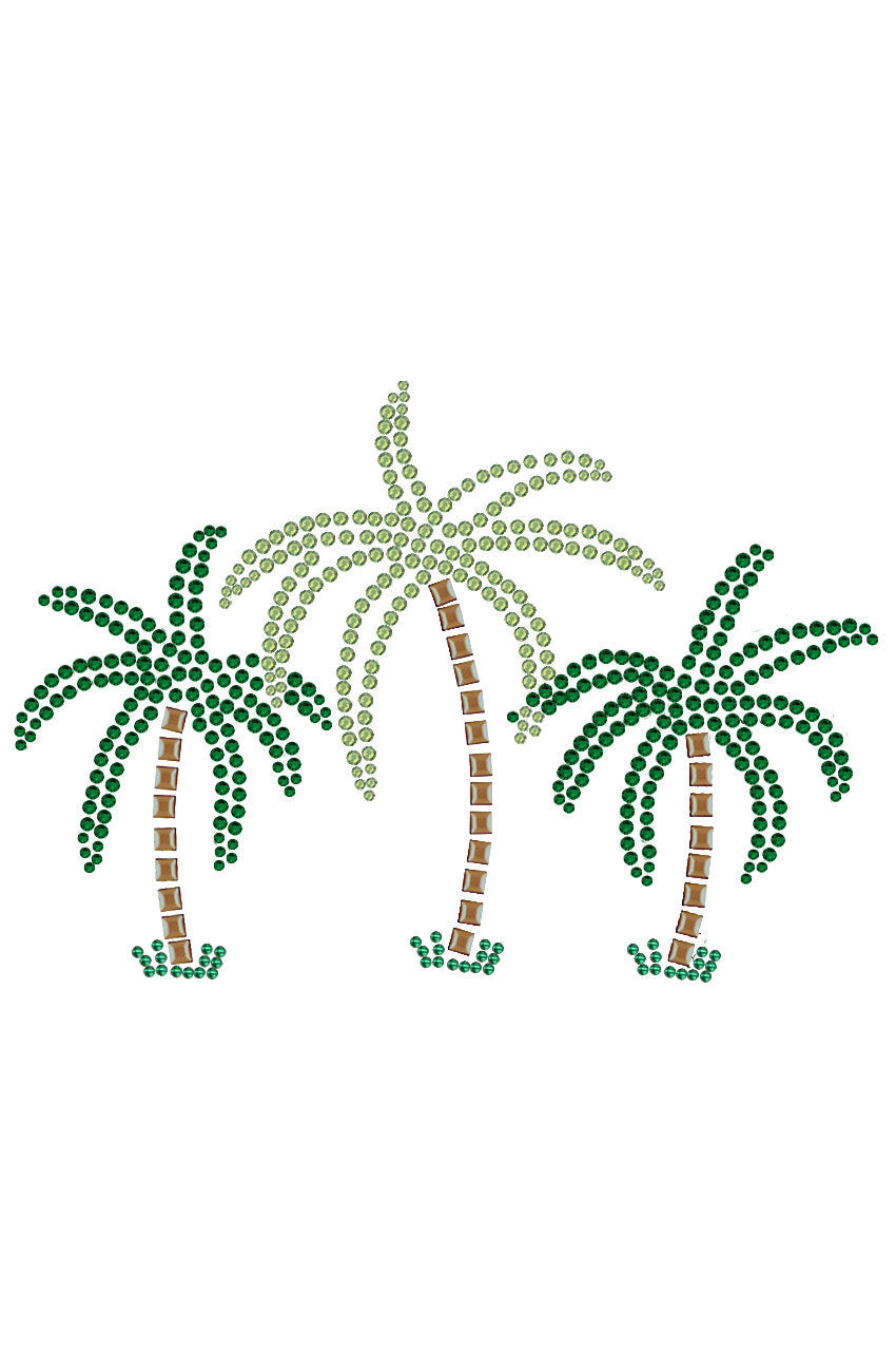 Palm Trees (Green Rhinestones) - Womens T-shirt