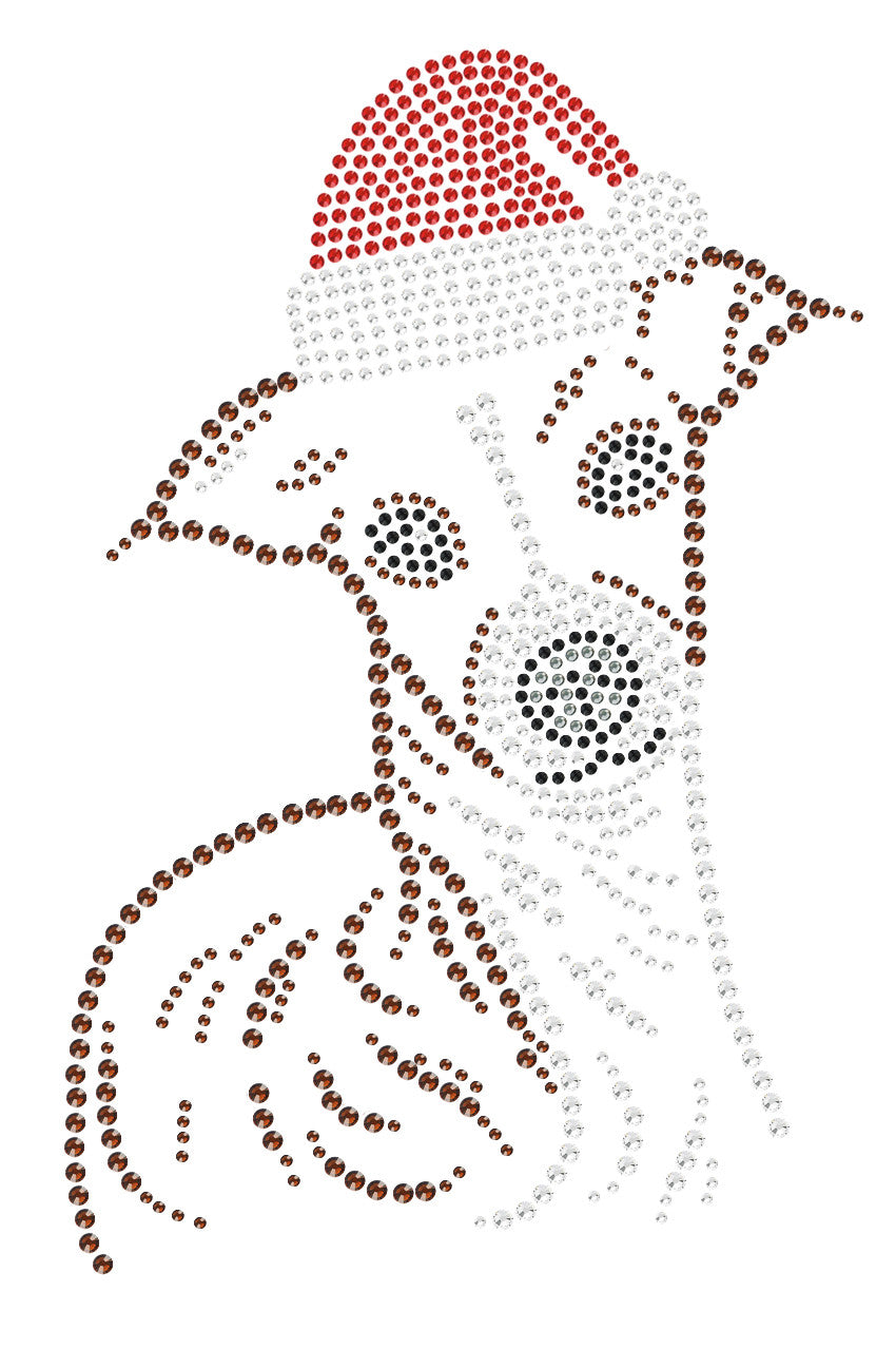 Italian Greyhound Face with Santa Hat - Womens T-shirt