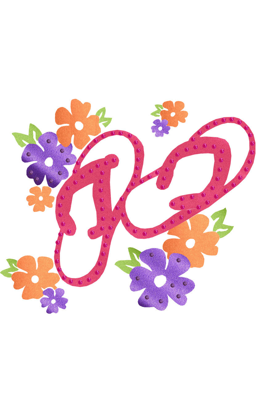 Satin Flip Flops with Flowers - Women's T-shirt