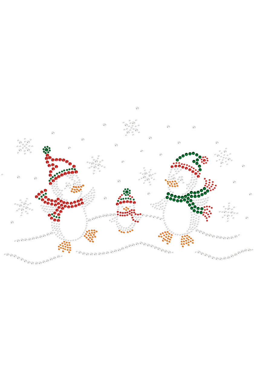 Penguin Family with Snowflakes - Womens T-shirt