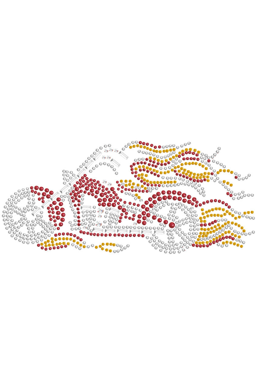 Motorcycle - Red with Flames - Womens T-shirt