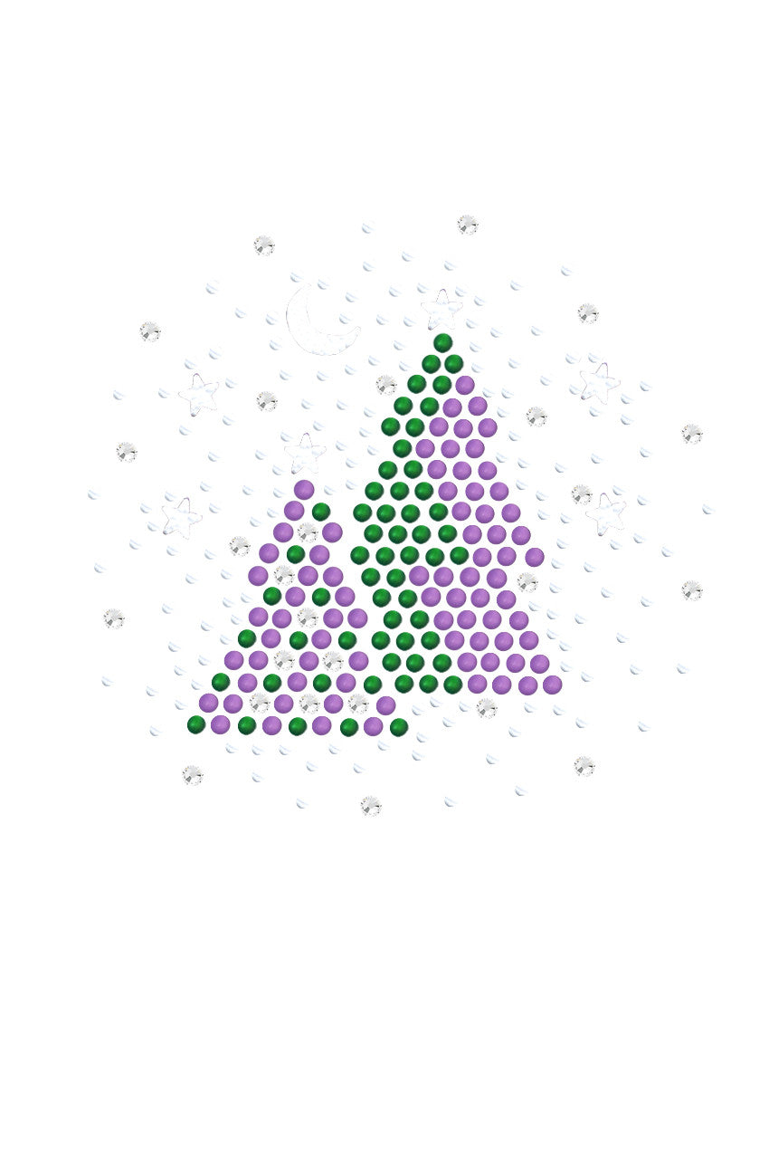Purple & Green Christmas Trees with Austrian crystal Snowflakes - Womens T-shirt