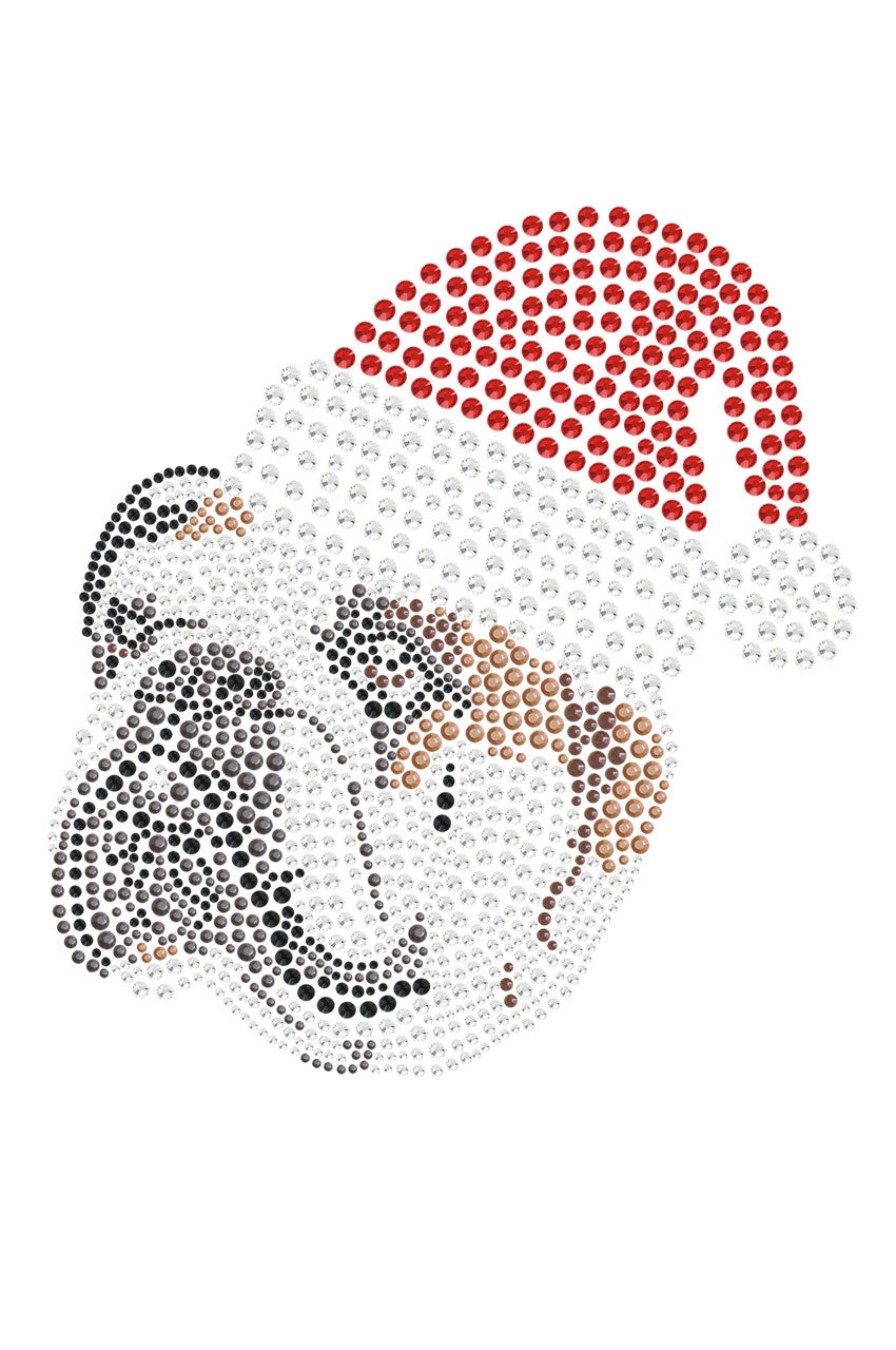 Bulldog Face (Brown) with Santa Hat - Womens T-shirt