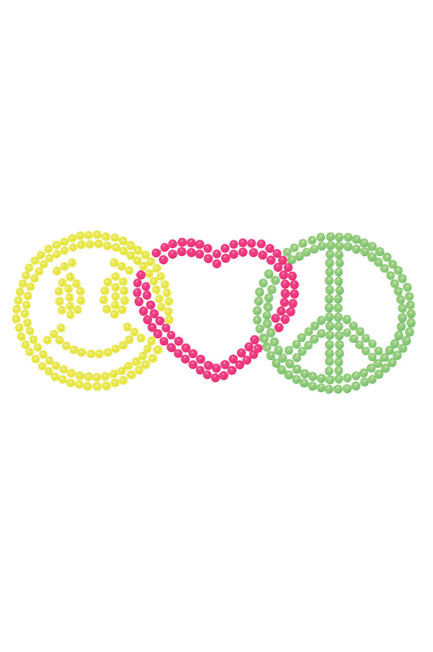 Smiley Face, Love, Peace - Womens T-shirt