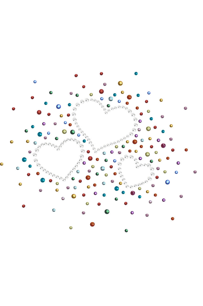 Three Hearts with Multicolored Studs Bandanna