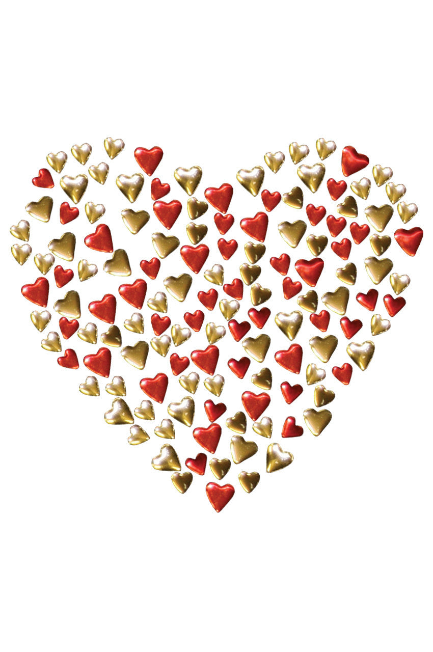 Red & Gold Nailhead Hearts Bandanna