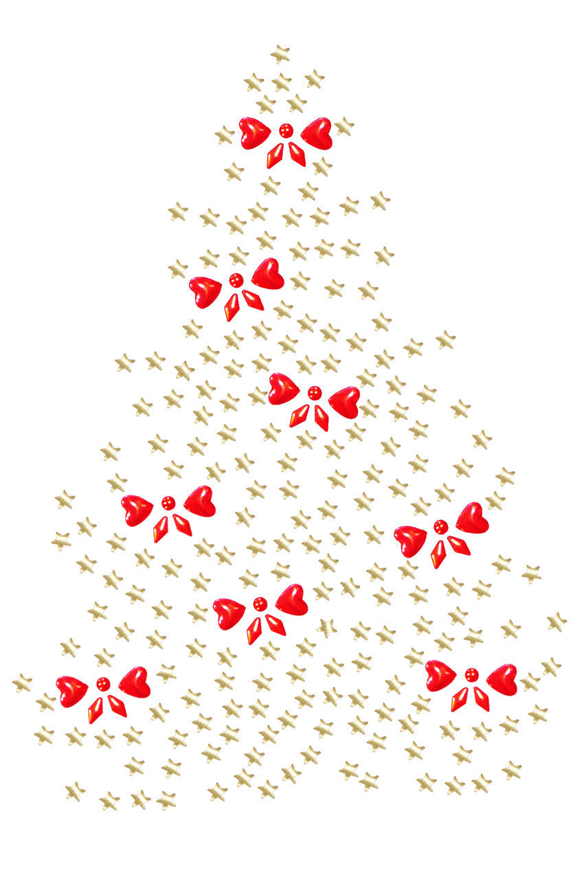 Gold Christmas Tree with Red Bows - Womens T-shirt
