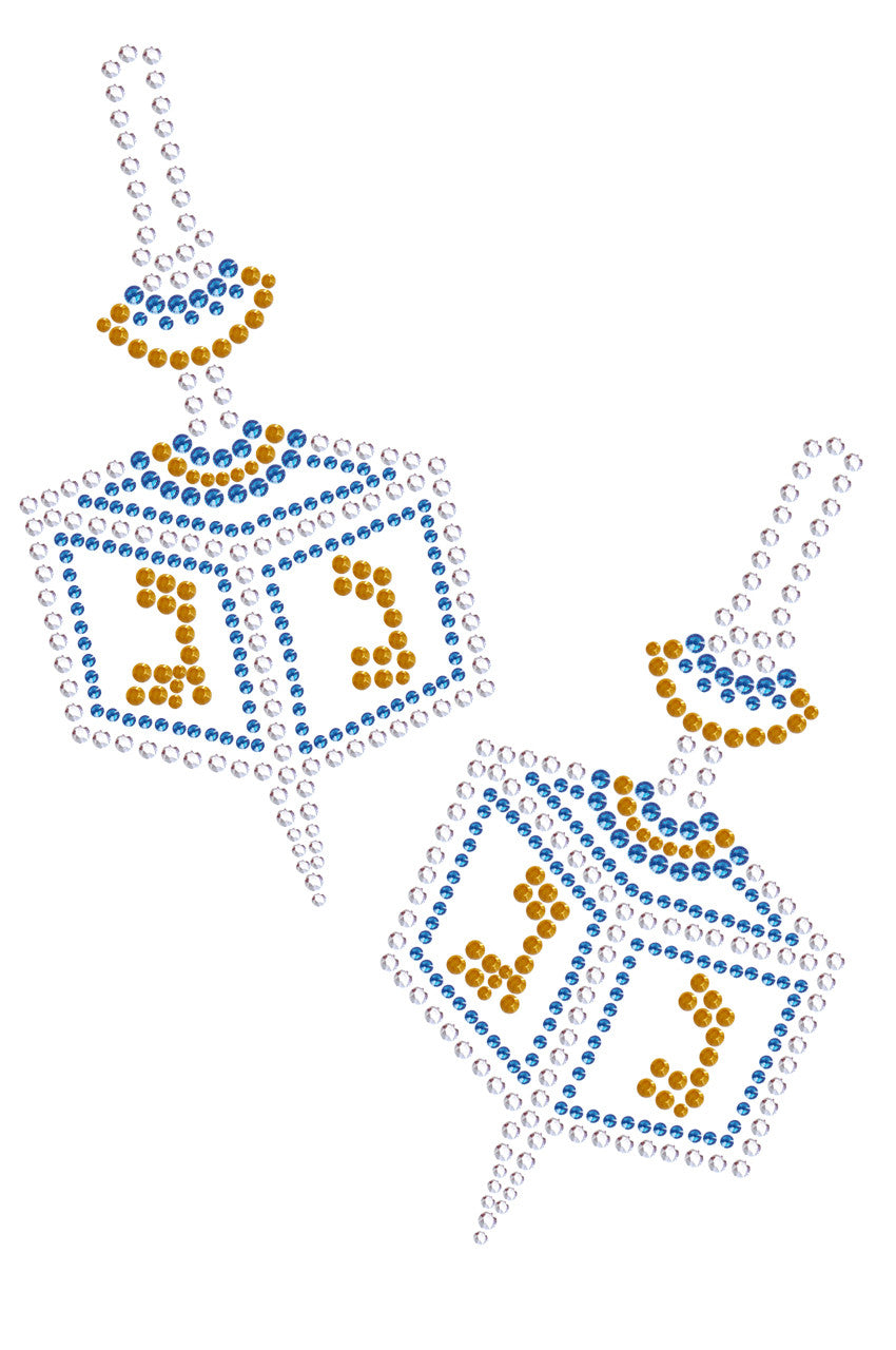Dreidel - Large (Blue, Silver, & Gold) - Womens T-shirt