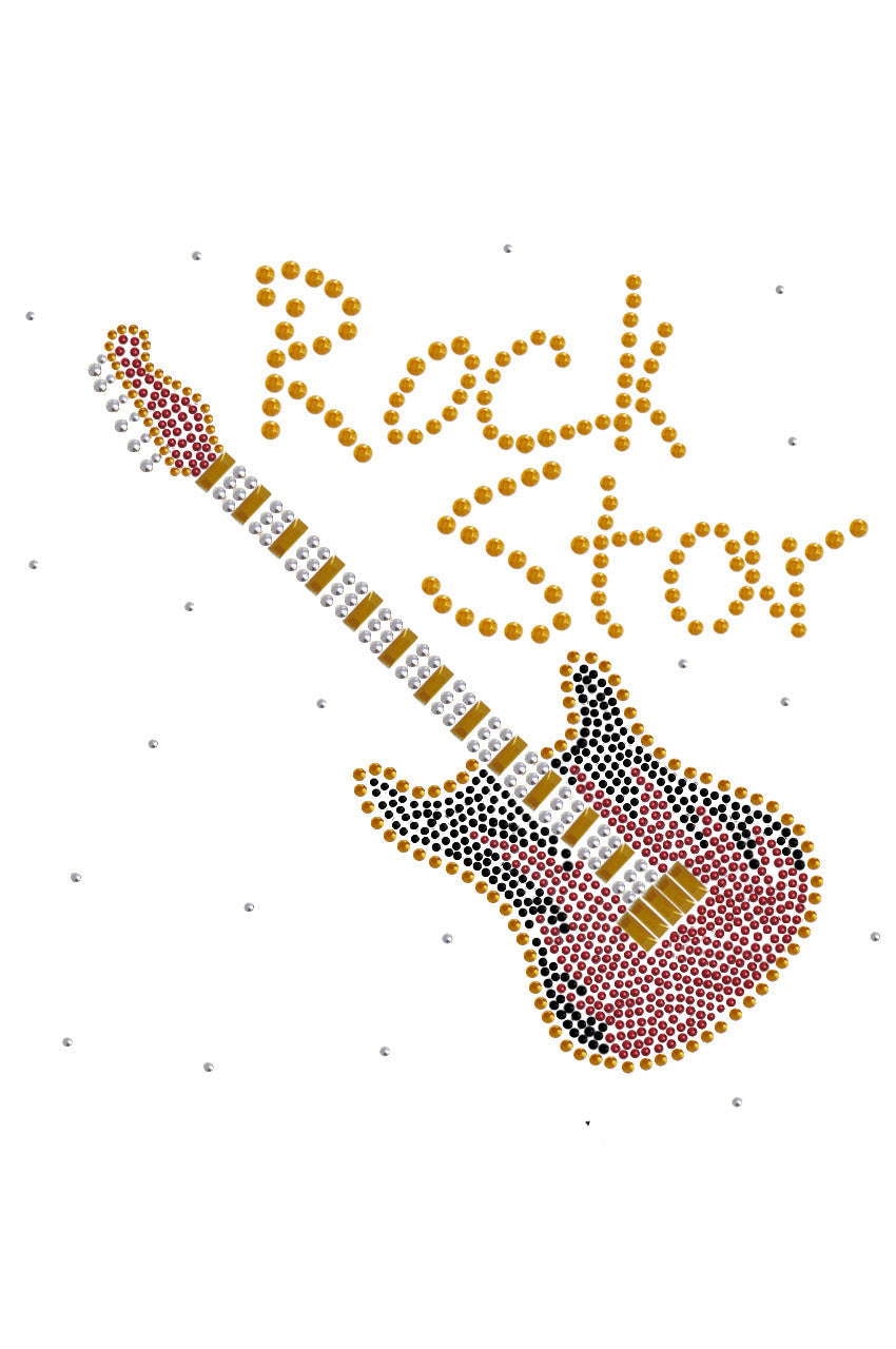 Rock Star with Red & Gold Guitar - Womens T-shirt