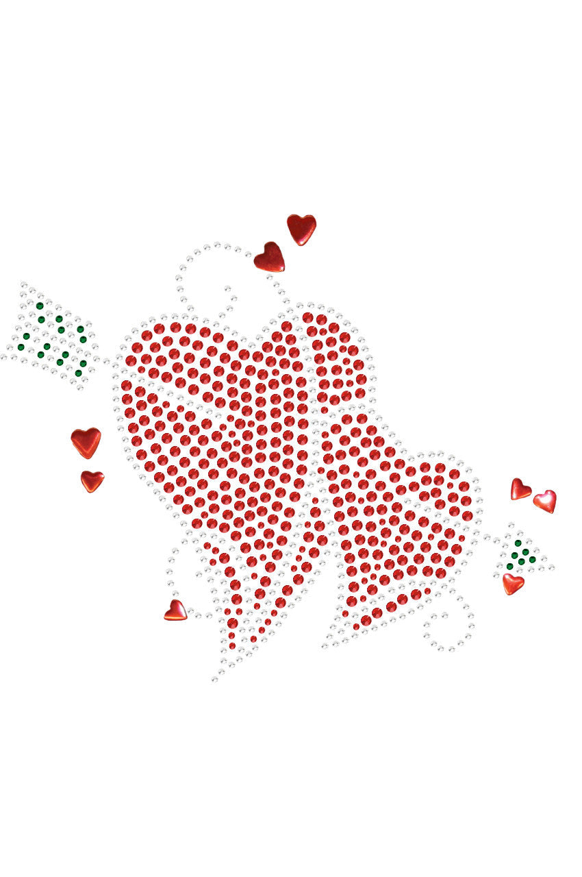 Red Rhinestone Hearts with Arrow - Womens T-shirt