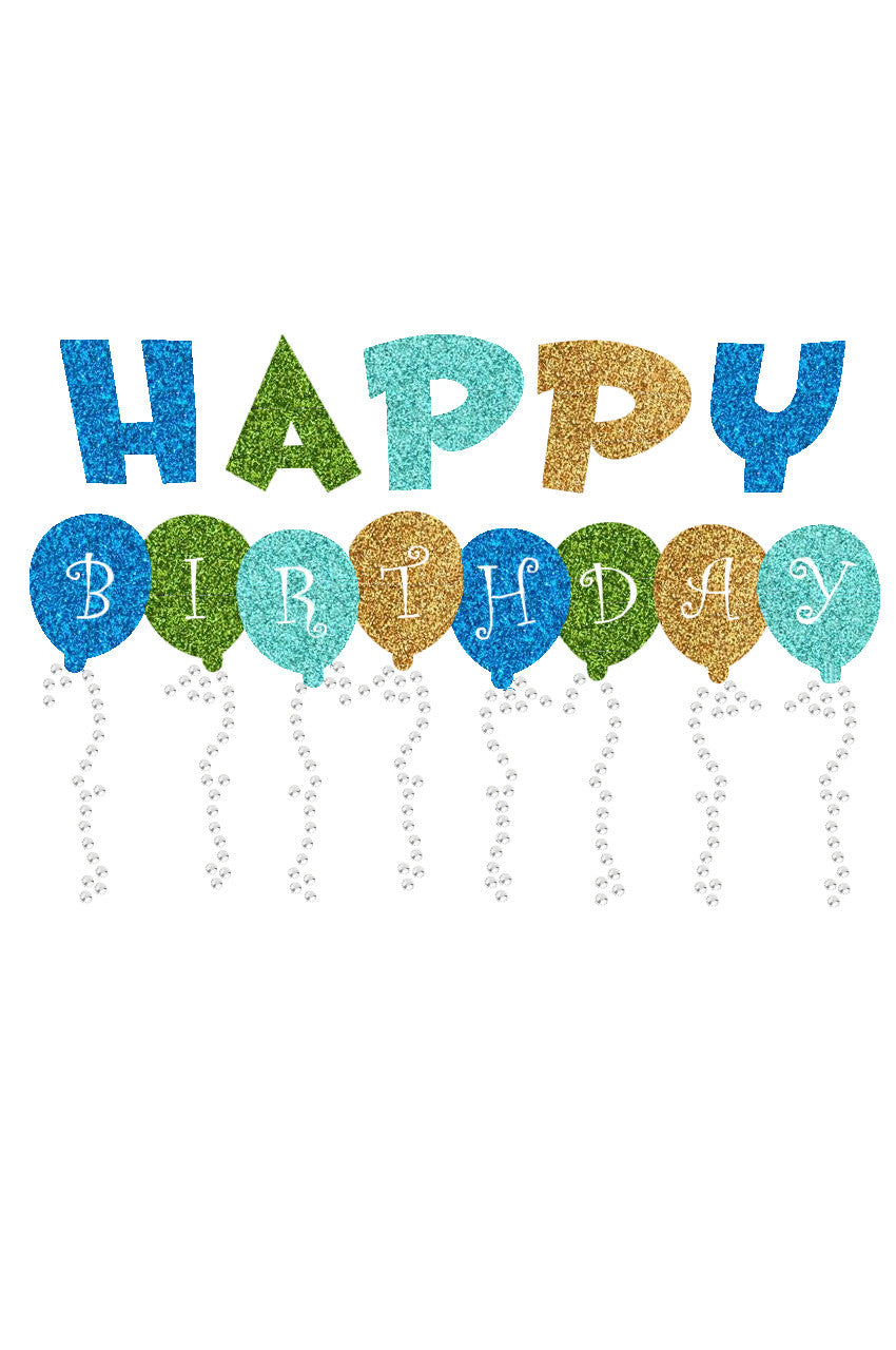 Happy Birthday Balloons (Blue) - Womens T-shirt