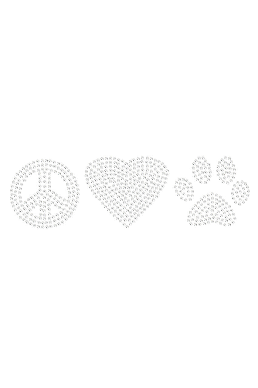 Peace, Love Paw (Rhinestone) - Womens T-shirt
