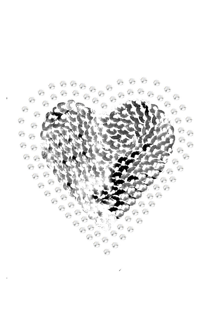 Sequin Silver Heart - Womens T-shirt