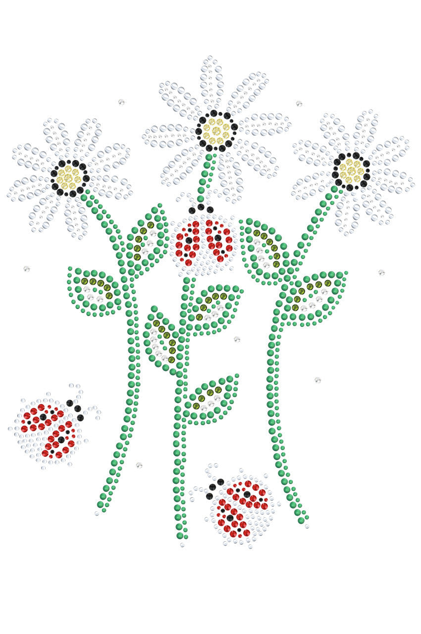 Daisies with Lady Bugs - Womens T-shirt