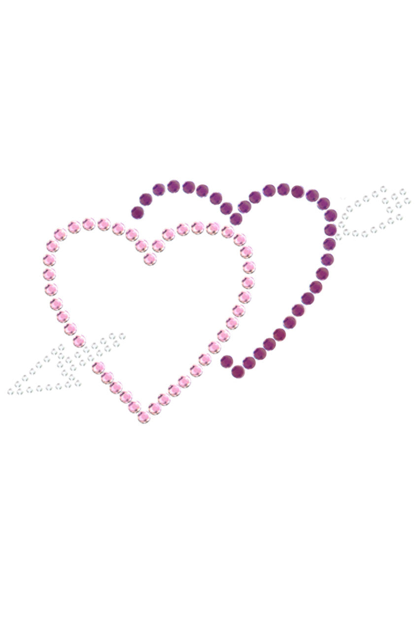 Pink & Purple Hearts with Arrow - Womens T-shirt