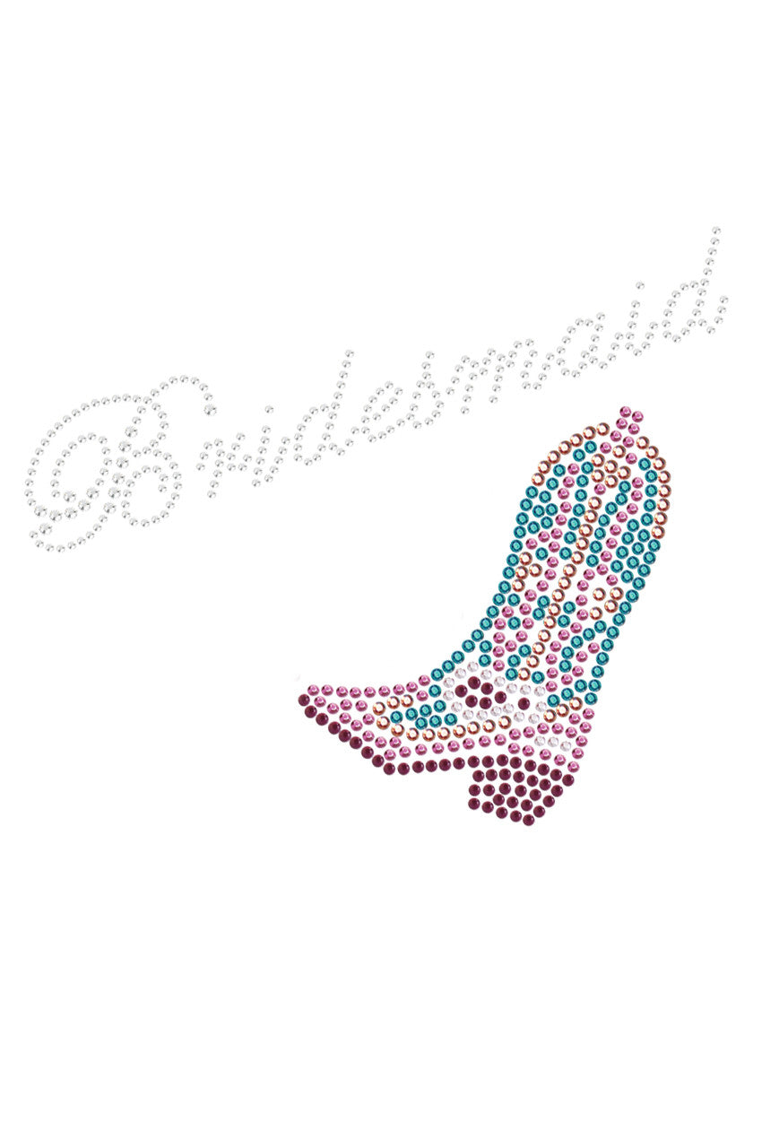 Bridesmaid with Pink/Turquoise Cowboy Boot- Womens T-shirt
