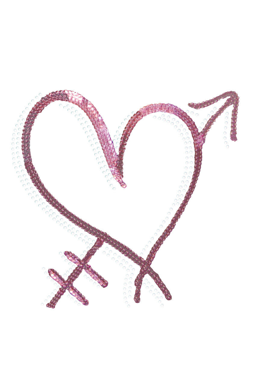 Pink Sequin Heart with Arrow Bandanna