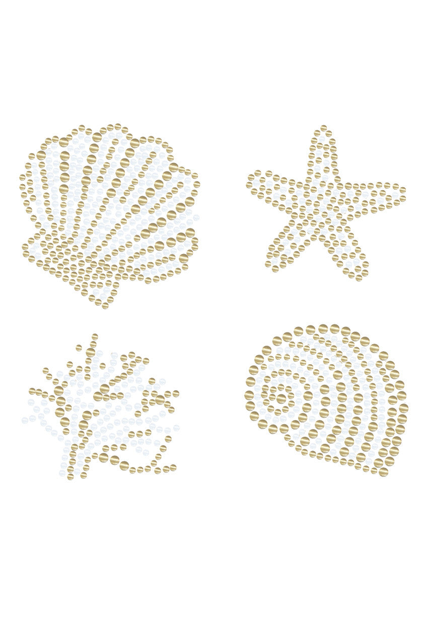 Gold & White Sea Shells - Bandanna