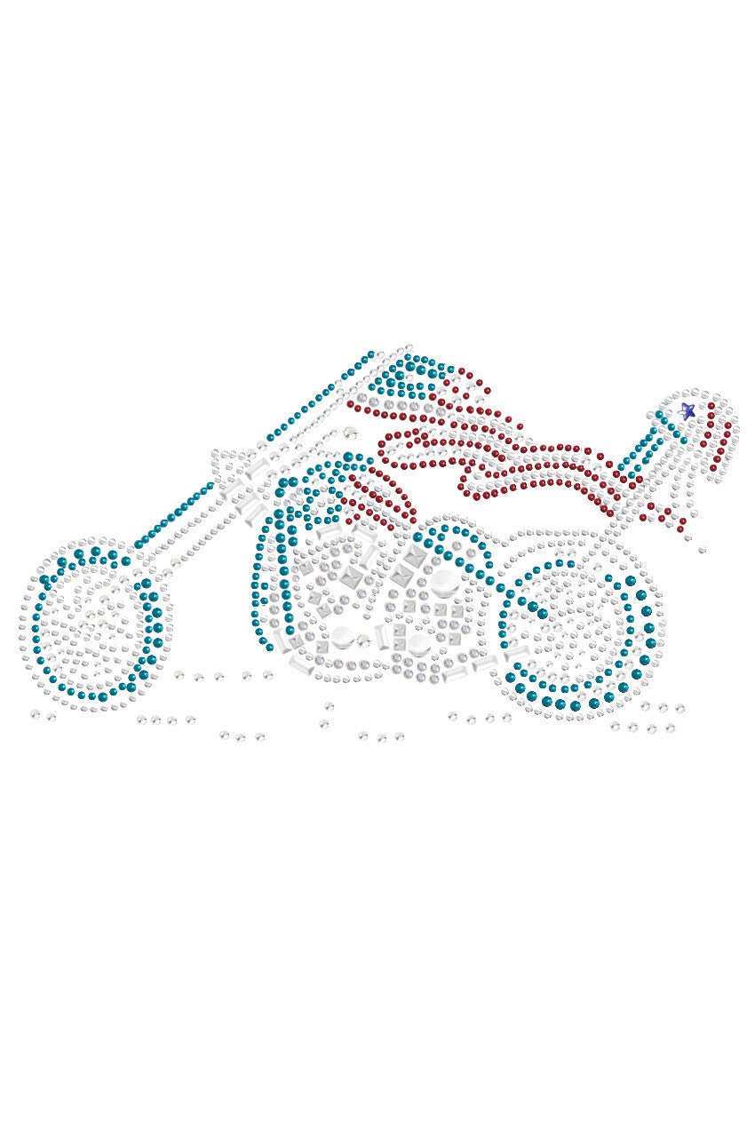 Motorcycle - Red, White, & Turquoise - Womens T-shirt