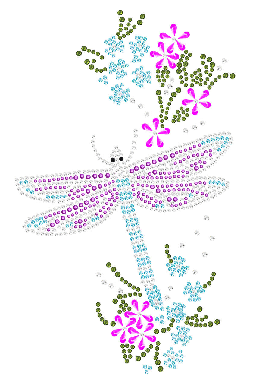Dragonfly with Flowers - Womens Tee