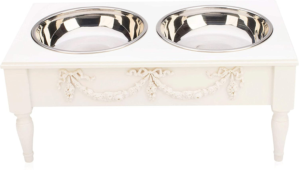 Bonne et Filou – Rose Swag Elevated Pet Bowl Feeder