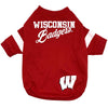 NCAA University of Wisconsin Badgers Striped-Sleeve Dog T-Shirt