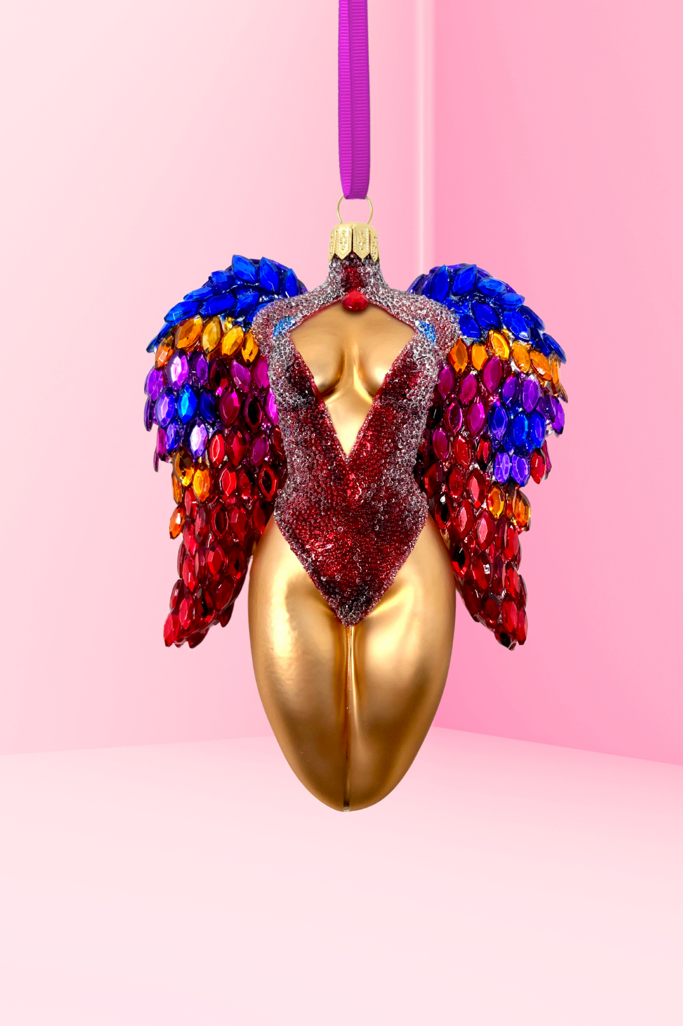 Saphira Winged Angel Sculpture Glass Ornament