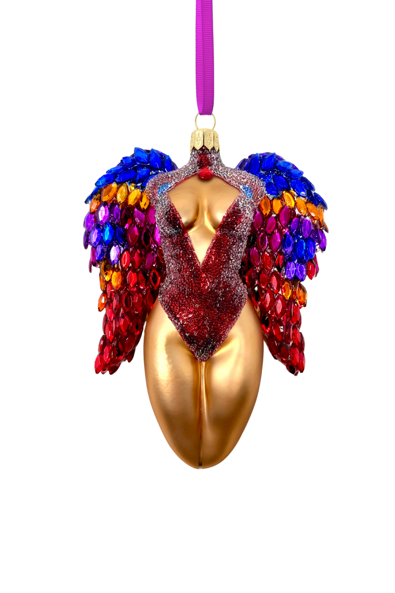 Saphira Winged Angel Sculpture Glass Ornament