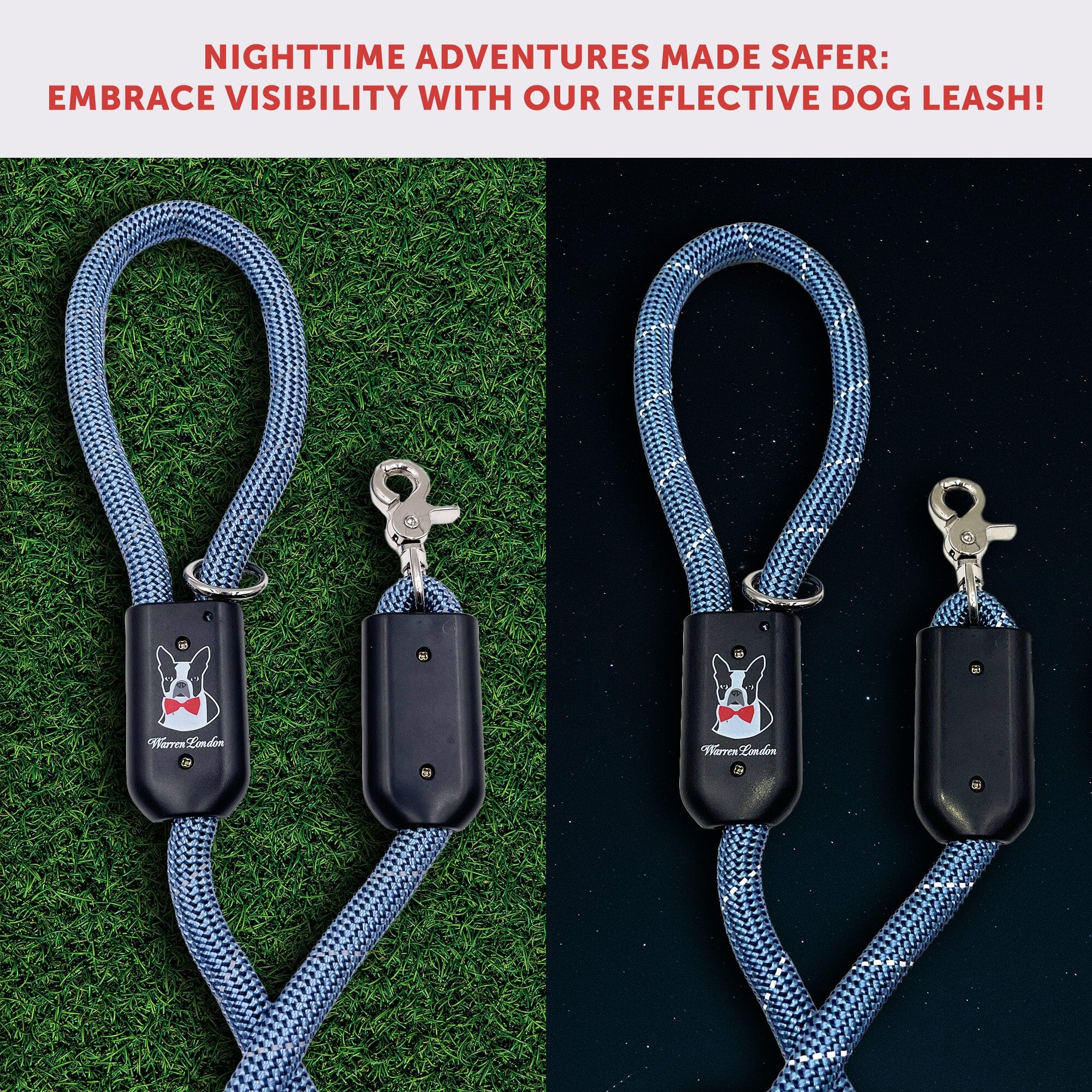 Rope Leash - Blue Reflective