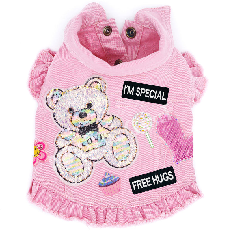 Hug a Bear Denim Dog Jacket