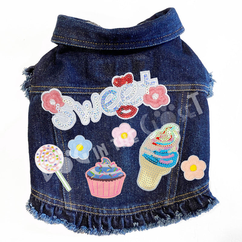I Love Sweets Denim Dog Jacket